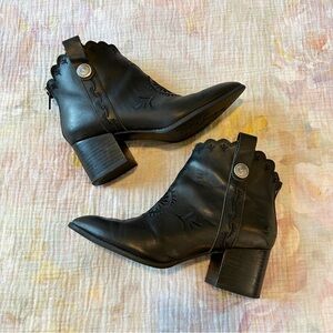 Seychelles Habitat Ankle Boot Black Leather Western Heeled 7.5